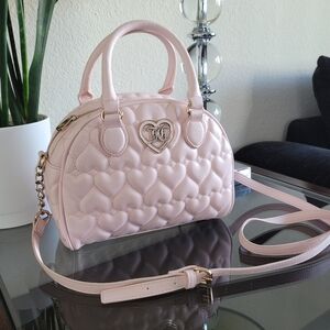 Juicy | Crossbody Dome Sachel Quilted Heart Handbag Faux Leather Gold Accents